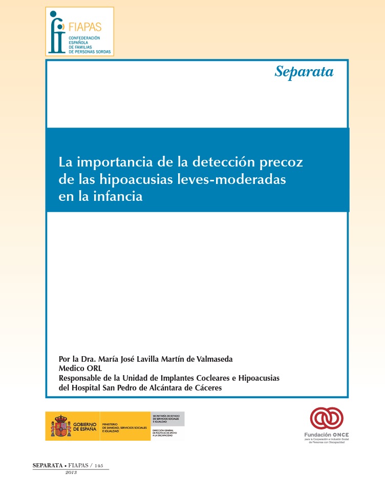 Separata de Fiapas n 149 sobre deficiencias auditivas moderadas.